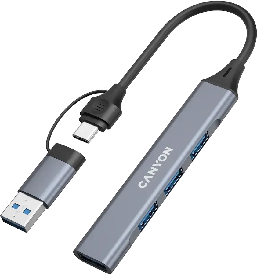 CANYON šakotuvas DS-02 4in1 USB-A/C Pilkas