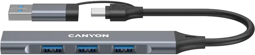 CANYON šakotuvas DS-02 4in1 USB-A/C Pilkas