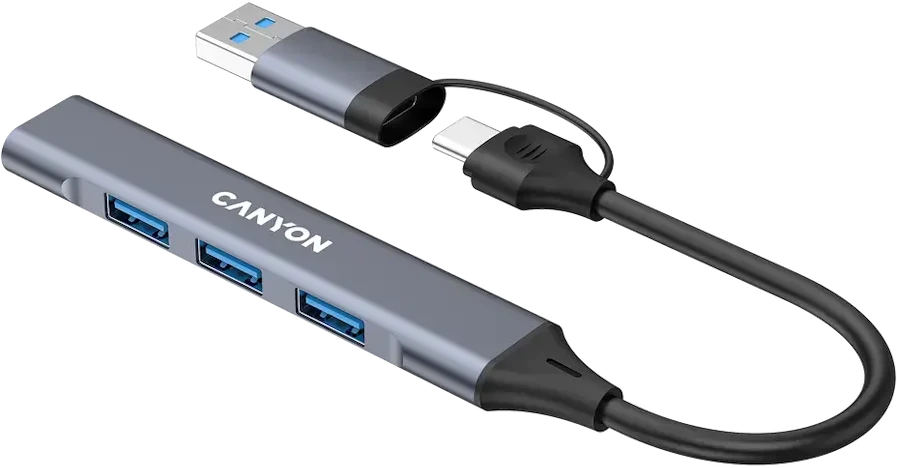 CANYON šakotuvas DS-02 4in1 USB-A/C Pilkas