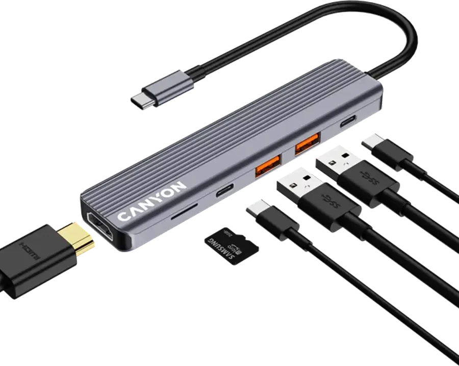 CANYON hub DS-17 6in1 4k USB-C Pilkas