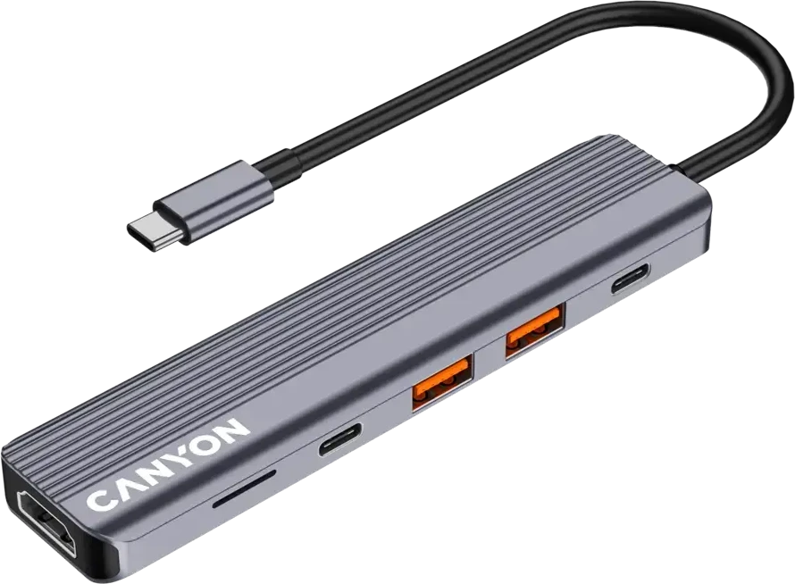 CANYON hub DS-17 6in1 4k USB-C Pilkas