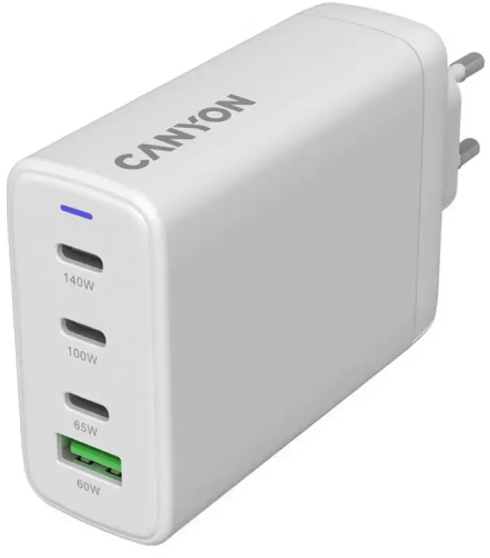 CANYON įkroviklis CU140ACC GaN 150W 3xPD 1xQC EU Baltas