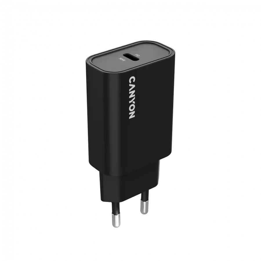 CANYON įkroviklis OnCharge 30CL, maksimali galia 30W, 1xPD, ES, juodas