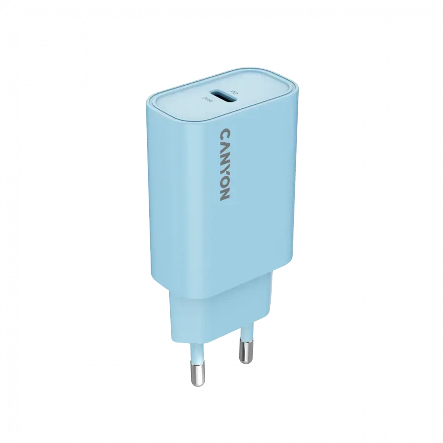 CANYON įkroviklis OnCharge 30CL, maksimali galia 30W, 1xPD, ES, šviesiai mėlynas