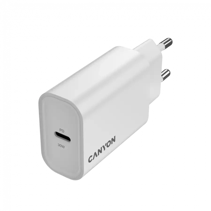 CANYON įkroviklis OnCharge 30CL, maksimali galia 30W, 1xPD, ES, baltas