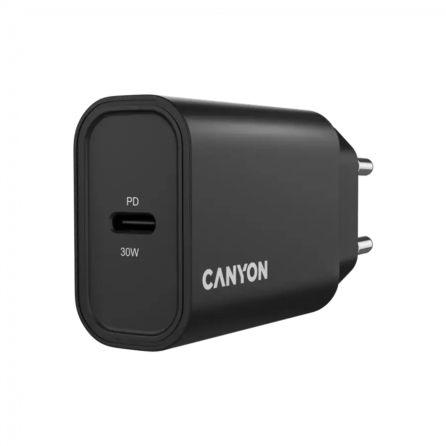 CANYON įkroviklis OnCharge 30CL, maksimali galia 30W, 1xPD, ES, juodas