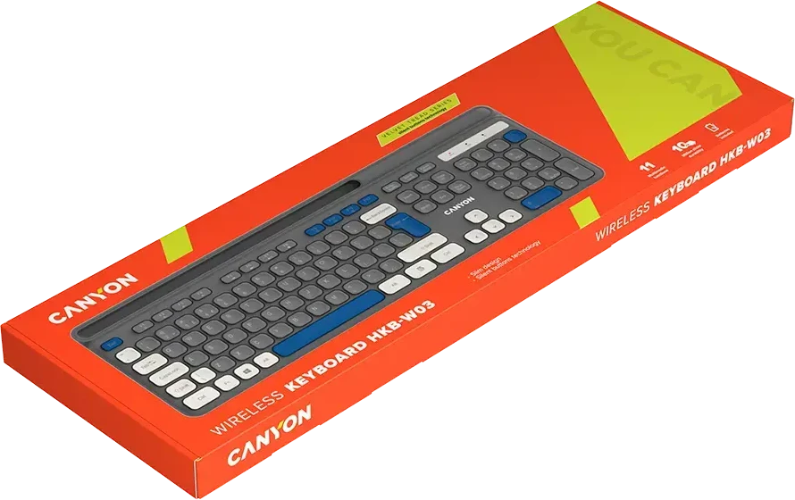 CANYON klaviatūra HKB-W03 EN AAA Wireless Pilkas