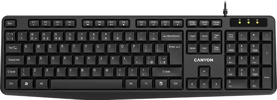 CANYON klaviatūra KB-1 UK, laidinė, juoda