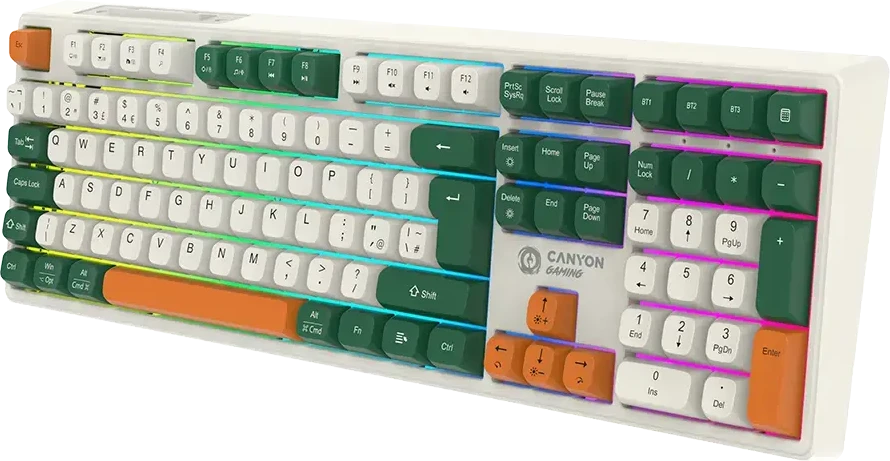 CANYON klaviatūra Shadder GKW-11 Mech RGB UK/US Wireless Baltas