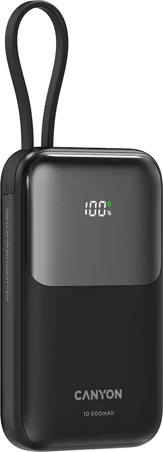 CANYON maitinimo blokas OnPower 101 įmontuotas kabelis 10000 mAh PD22.5W juodas