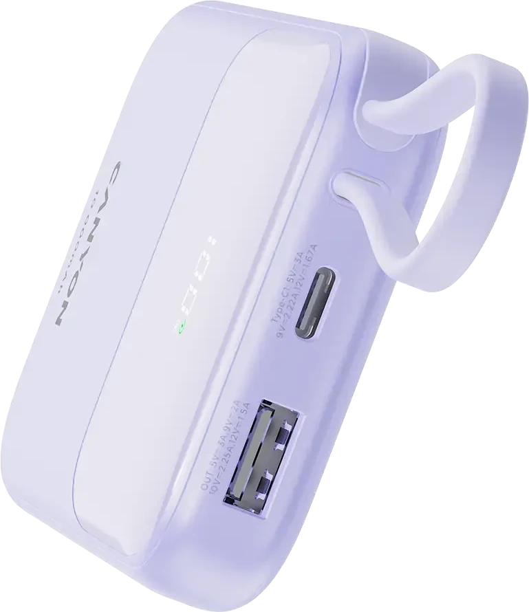 CANYON maitinimo blokas OnPower 101 įmontuotas kabelis 10000 mAh PD22.5W Violetinė