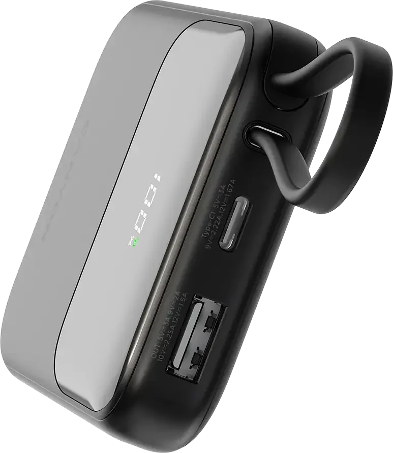 CANYON maitinimo blokas OnPower 101 įmontuotas kabelis 10000 mAh PD22.5W juodas