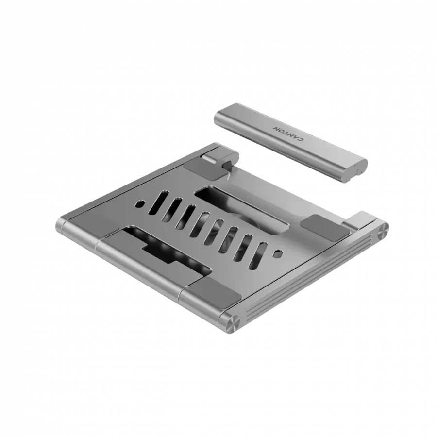 Canyon Nešiojamas kompiuterio stovas su šakotuvu, TYPE C F į HDMI2.0+2USB3.0+USBC3.0+RJ45+PD, TYEP C - C kabelis 1m baltas su Emark: HUSB332A, Medžiaga: Aliuminio korpusas+ABS+PS, Dydis: 245x240x27.2+/-0.3mm, Svoris: 1304g