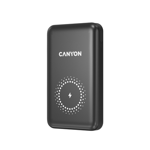 CANYON maitinimo blokas PB-1001 10000 mAh PD 18W QC 3.0 Wireless 10W Juodas