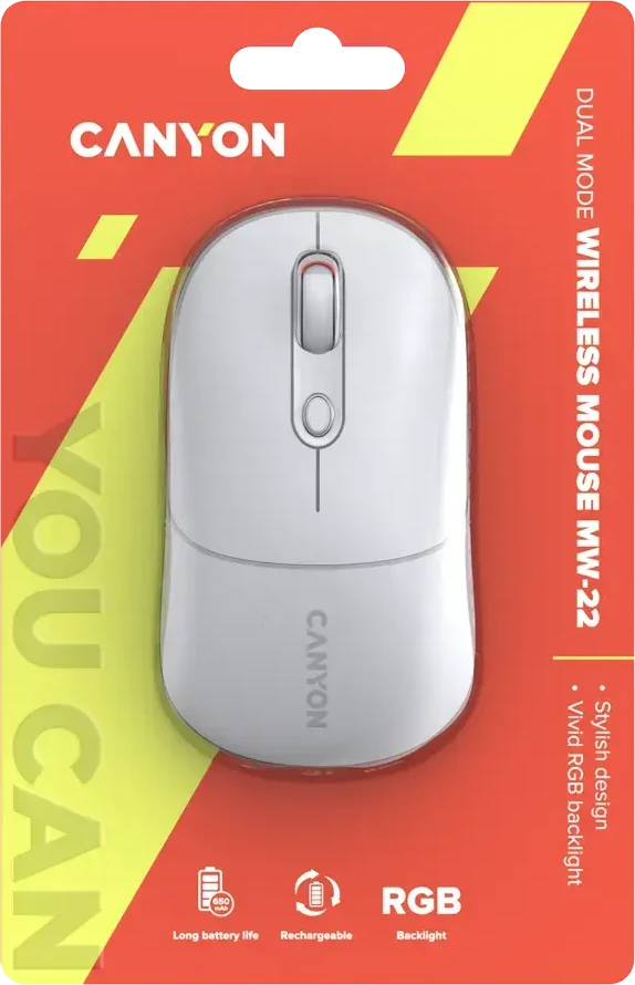 CANYON pelė MW-22 2in1 BT/ Wireless Snow Baltas