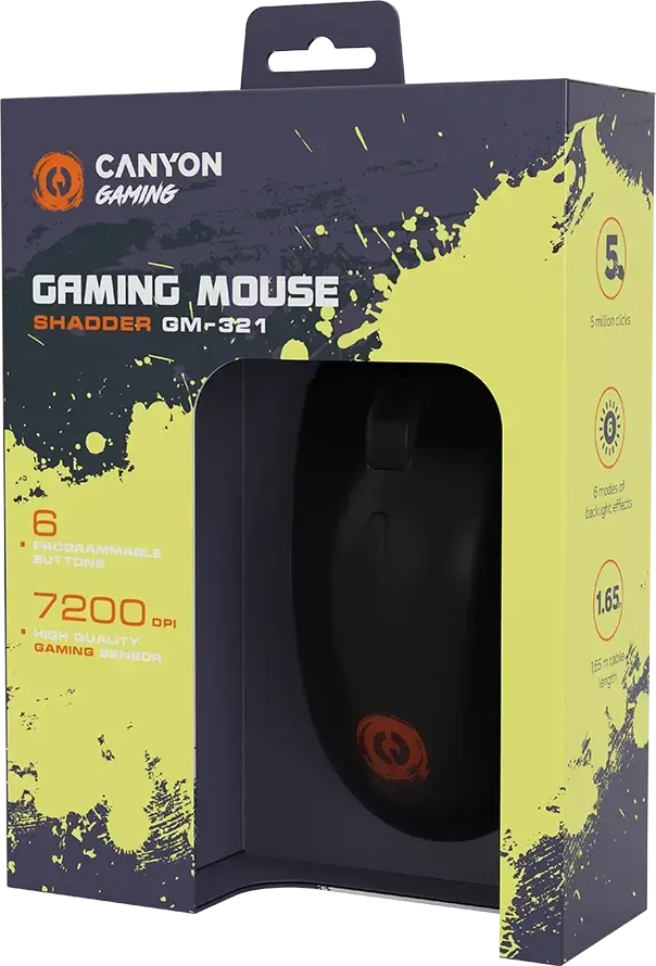 CANYON pelė Shadder GM-321 RGB 6 mygtukų su laidu juoda