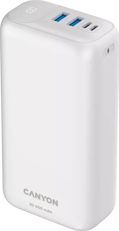 CANYON maitinimo blokas PB-301 LED 30000 mAh PD 20W QC 3.0 baltas