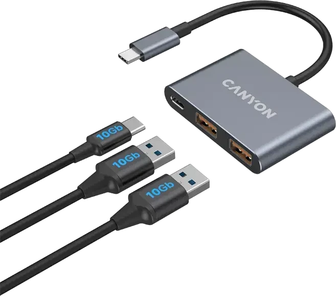 CANYON šakotuvas DS-3 3in1 USB-C Tamsiai pilka