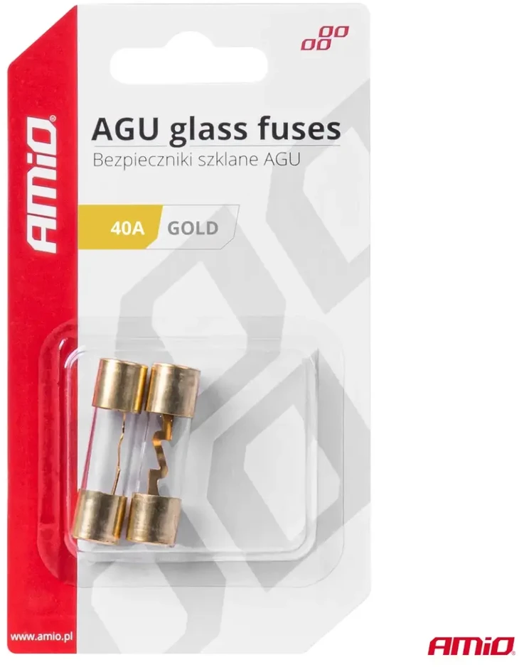 Agu stikliniai saugikliai 2 vnt. 40A amio-03485