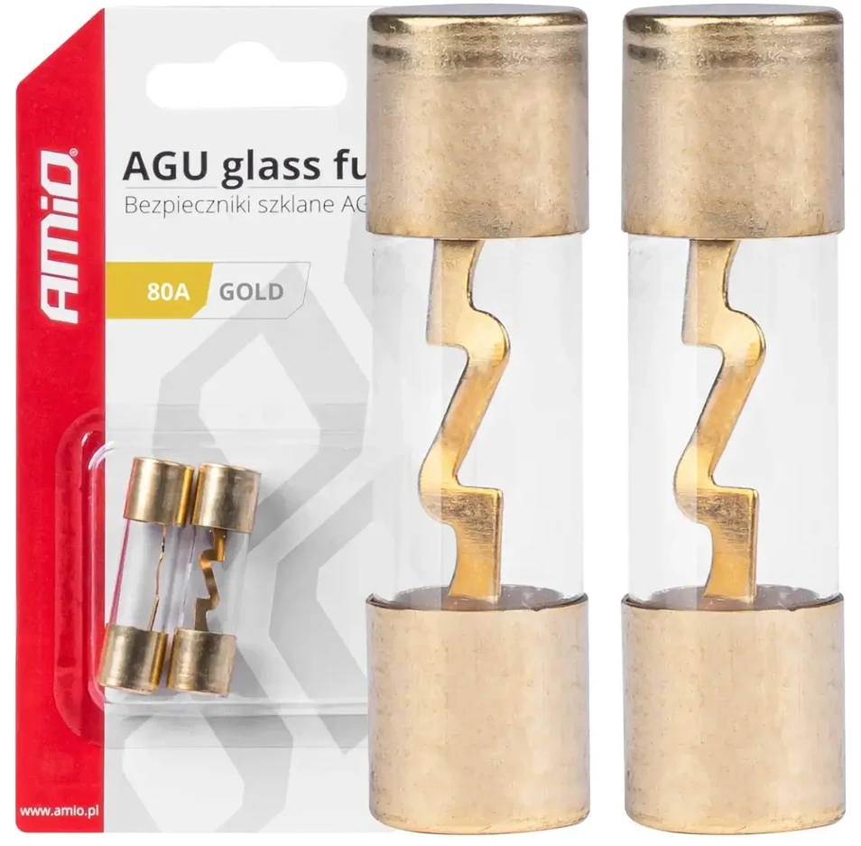 Agu stikliniai saugikliai 2 vnt. 80A amio-03488