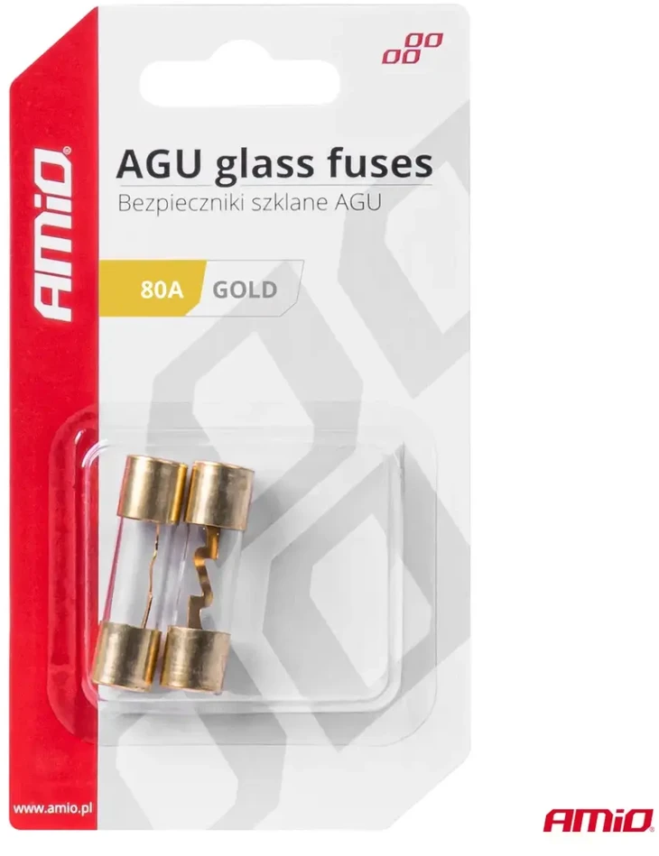Agu stikliniai saugikliai 2 vnt. 80A amio-03488