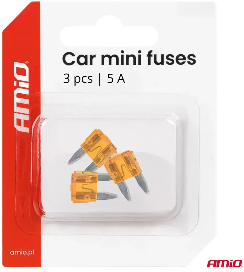 Automobilių plokštieji saugikliai mini 3 vnt. 5a amio-05096