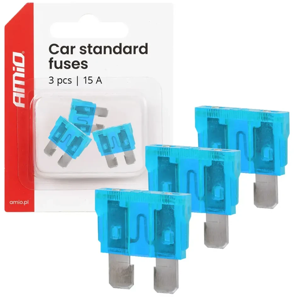 Automobiliniai plokštieji saugikliai standard 3 vnt. 15a amio-05106