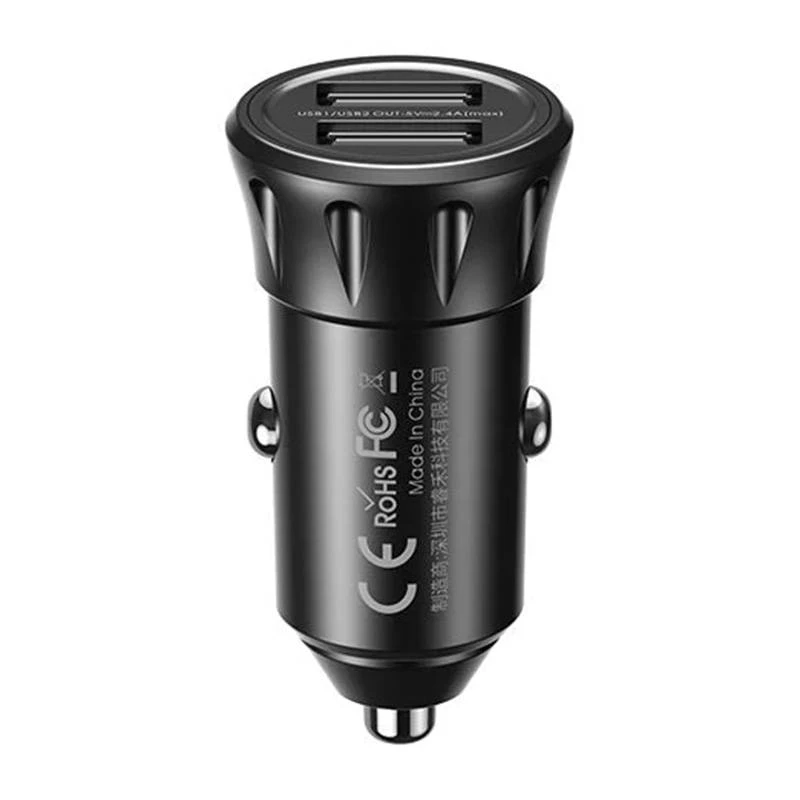Automobilinis įkroviklis 2x USB, Remax RCC236, 2.4A (juodas)
