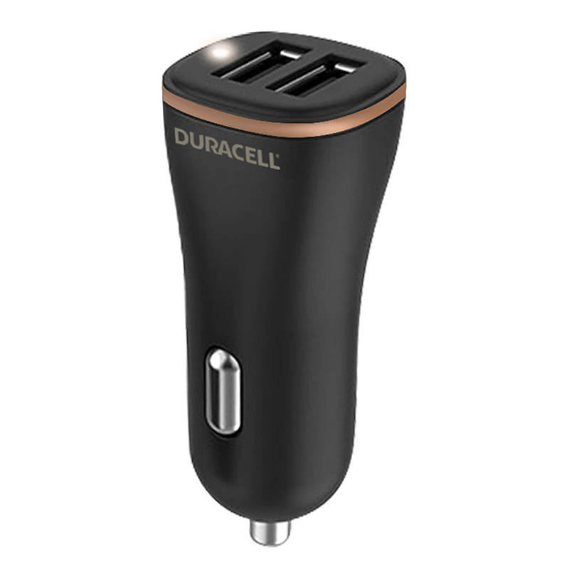 Automobilinis įkroviklis 2xUSB 27W Duracell (juodas)