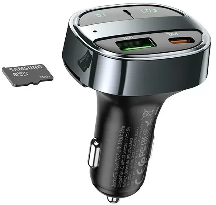 FM bangų moduliatorius Hoco E70 PD30W+QC3.0 juodas