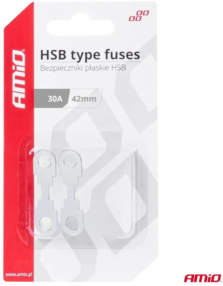 Plokščia juostinė saugiklis 2 vnt. hsb 42 mm 30a amio-03497