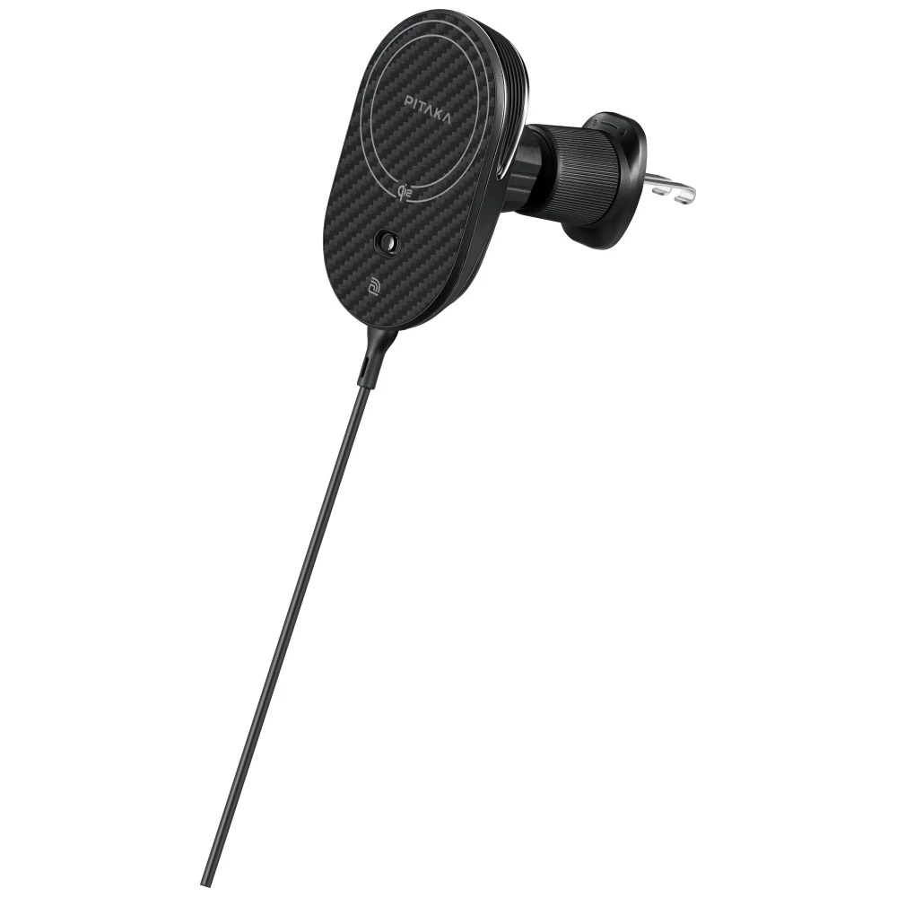 Car mount with wireless charger PITAKA MagEZ Pro 2 Qi2 15W NFC MagSafe juodos spalvos pilkos spalvos