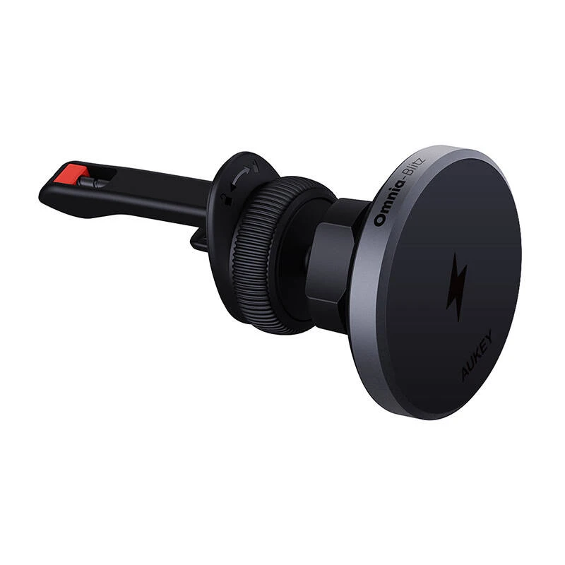 Automobilinis telefono laikiklis Aukey HD-MC13, su įkrovikliu 15W Qi2 (juodas)
