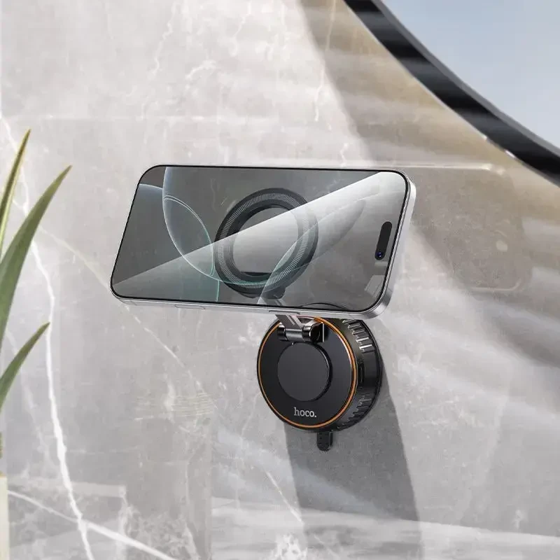 Car phone holder compatible with MagSafe with suction cup Hoco H105 juodas