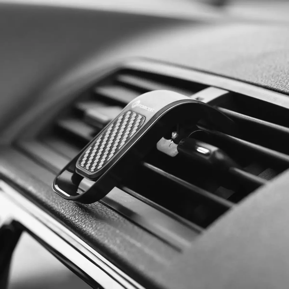 Automobilinis telefono laikiklis Forcell F-Grip Carbon B060 oro išleidimo angos juodas