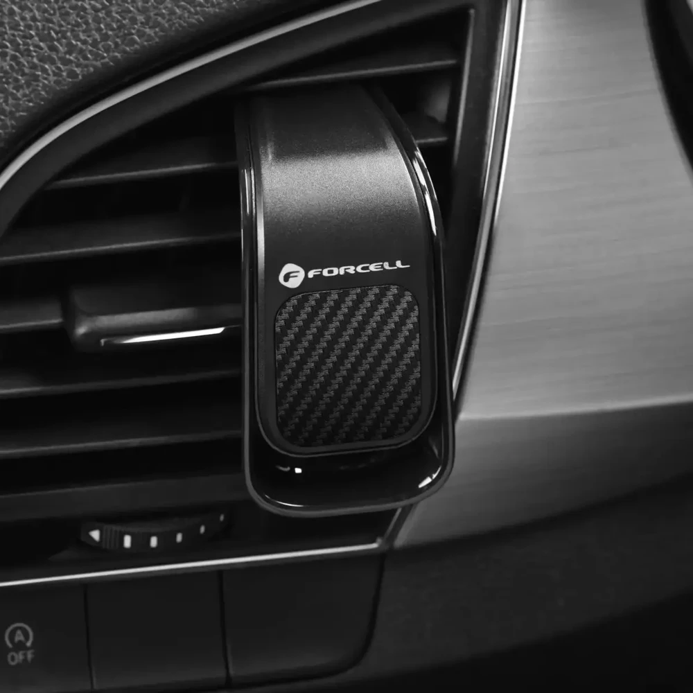 Automobilinis telefono laikiklis Forcell F-Grip Carbon B060 oro išleidimo angos juodas
