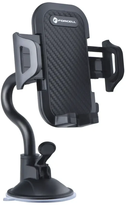 Automobilinis universalus telefono laikiklis Forcell (17cm) Long arm tvirtinamas ant prietaisų skydelio, juodas