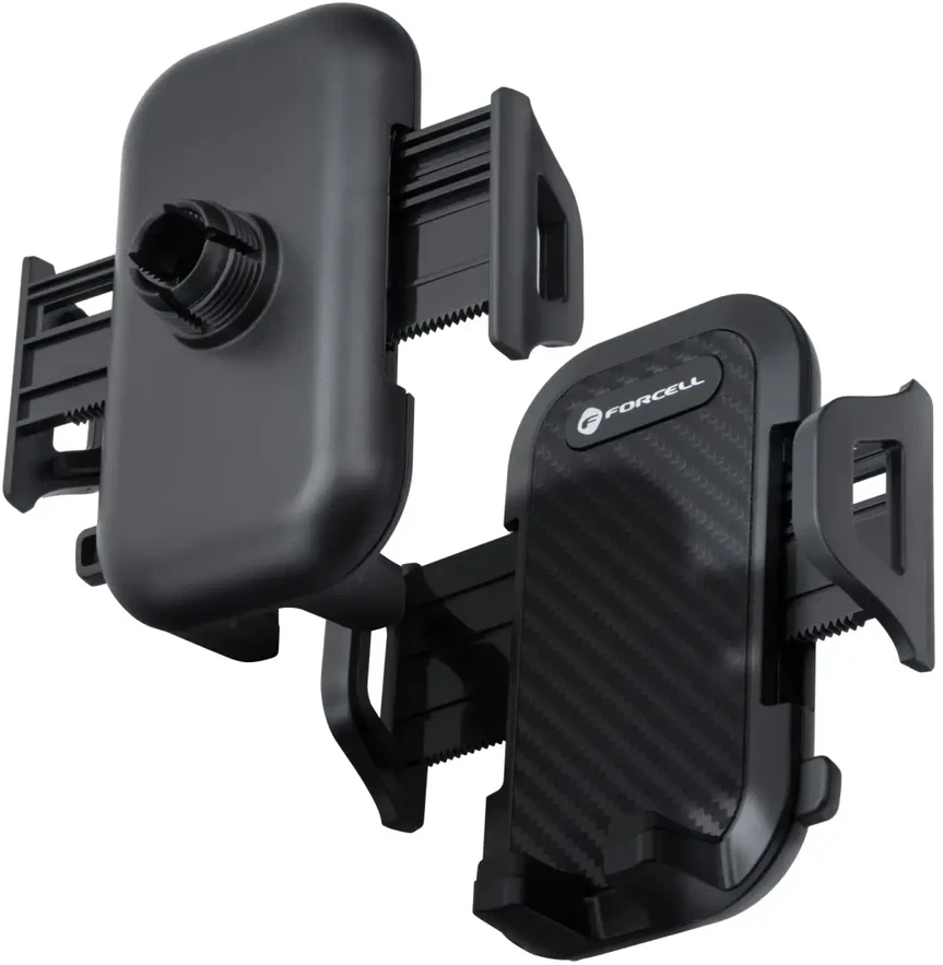 Automobilinis universalus telefono laikiklis Forcell (17cm) Long arm tvirtinamas ant prietaisų skydelio, juodas