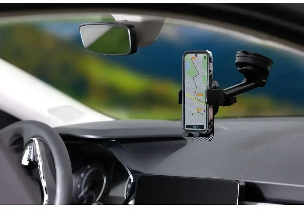 Automobilinis telefono laikiklis Forcell F-Grip Guardian priekiniam stiklui / prietaisų skydeliui juodas