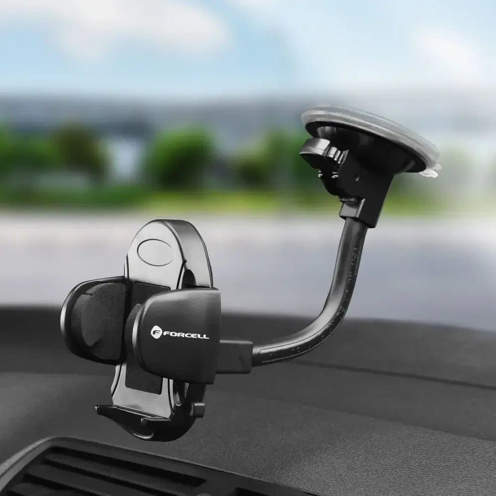 Automobilinis telefono laikiklis Forcell F-Grip Oval 17 cm priekinis stiklas / prietaisų skydelis / oro išleidimo anga, juodas