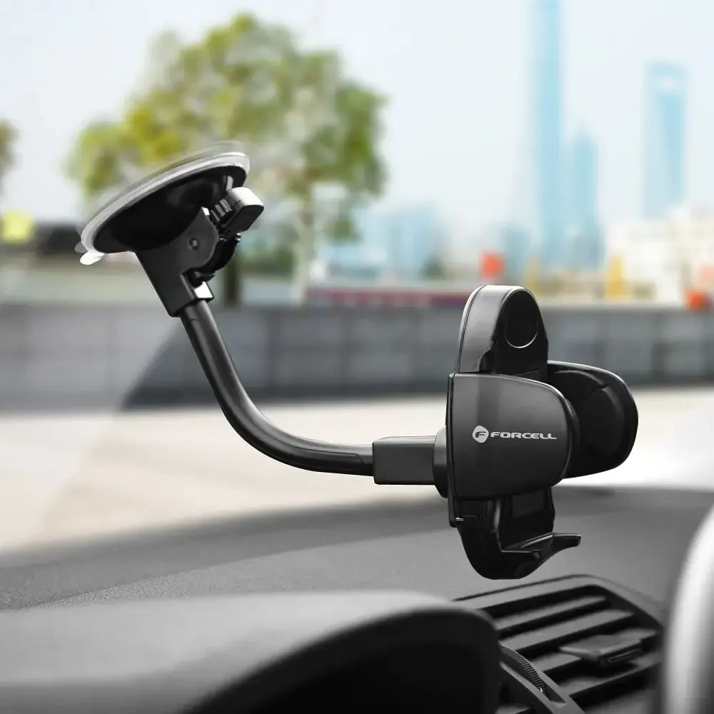 Automobilinis telefono laikiklis Forcell F-Grip Oval 17 cm priekinis stiklas / prietaisų skydelis / oro išleidimo anga, juodas