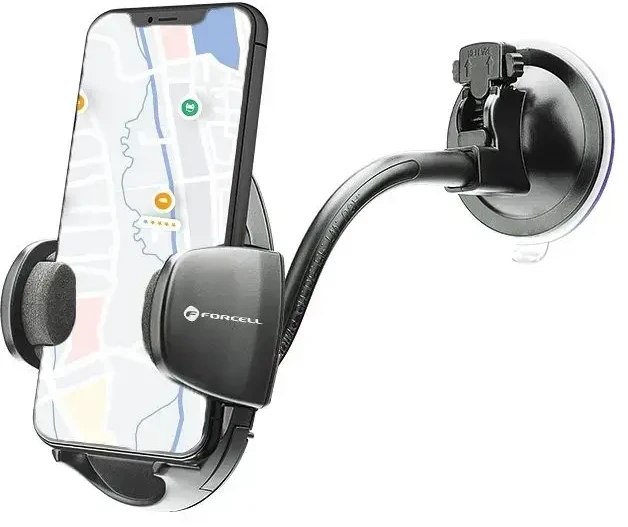 Automobilinis telefono laikiklis Forcell F-Grip Oval 17 cm priekinis stiklas / prietaisų skydelis / oro išleidimo anga, juodas
