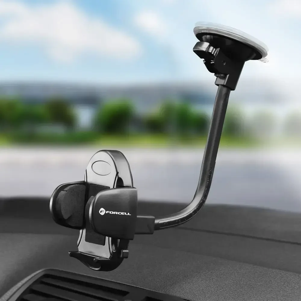 Automobilinis telefono laikiklis Forcell F-Grip Oval 27 cm, juodas, skirtas priekiniam stiklui / prietaisų skydeliui / oro išleidimo angai