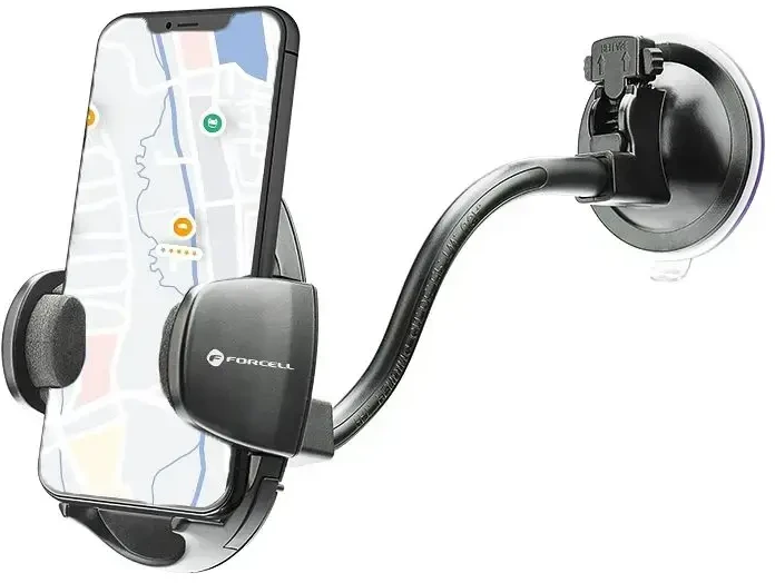 Automobilinis telefono laikiklis Forcell F-Grip Oval 27 cm, juodas, skirtas priekiniam stiklui / prietaisų skydeliui / oro išleidimo angai