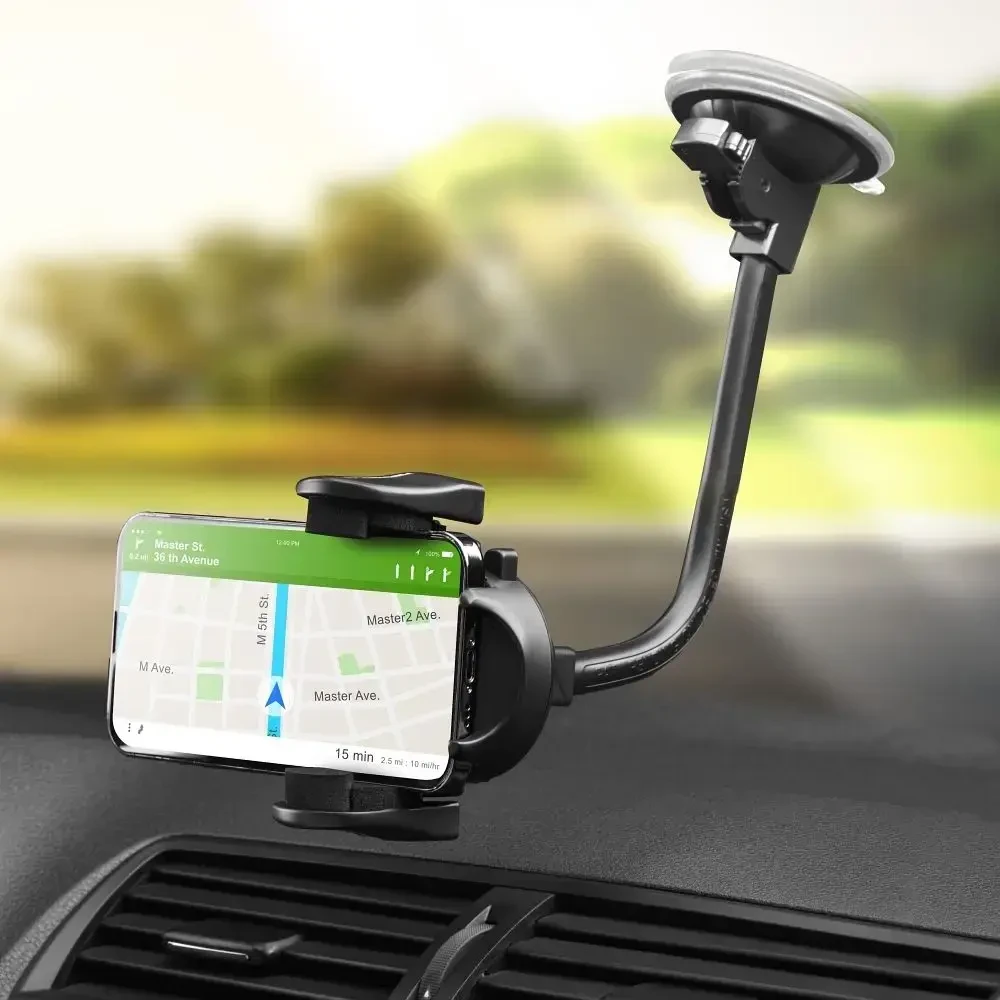 Automobilinis telefono laikiklis Forcell F-Grip Oval 27 cm, juodas, skirtas priekiniam stiklui / prietaisų skydeliui / oro išleidimo angai