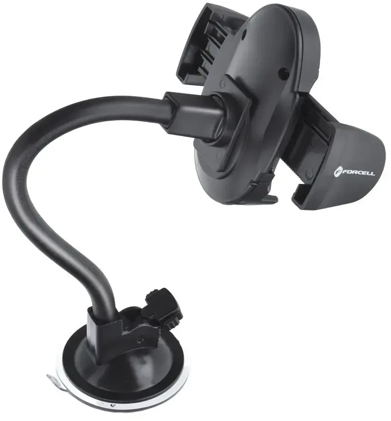 Automobilinis telefono laikiklis Forcell F-Grip Oval 27 cm, juodas, skirtas priekiniam stiklui / prietaisų skydeliui / oro išleidimo angai