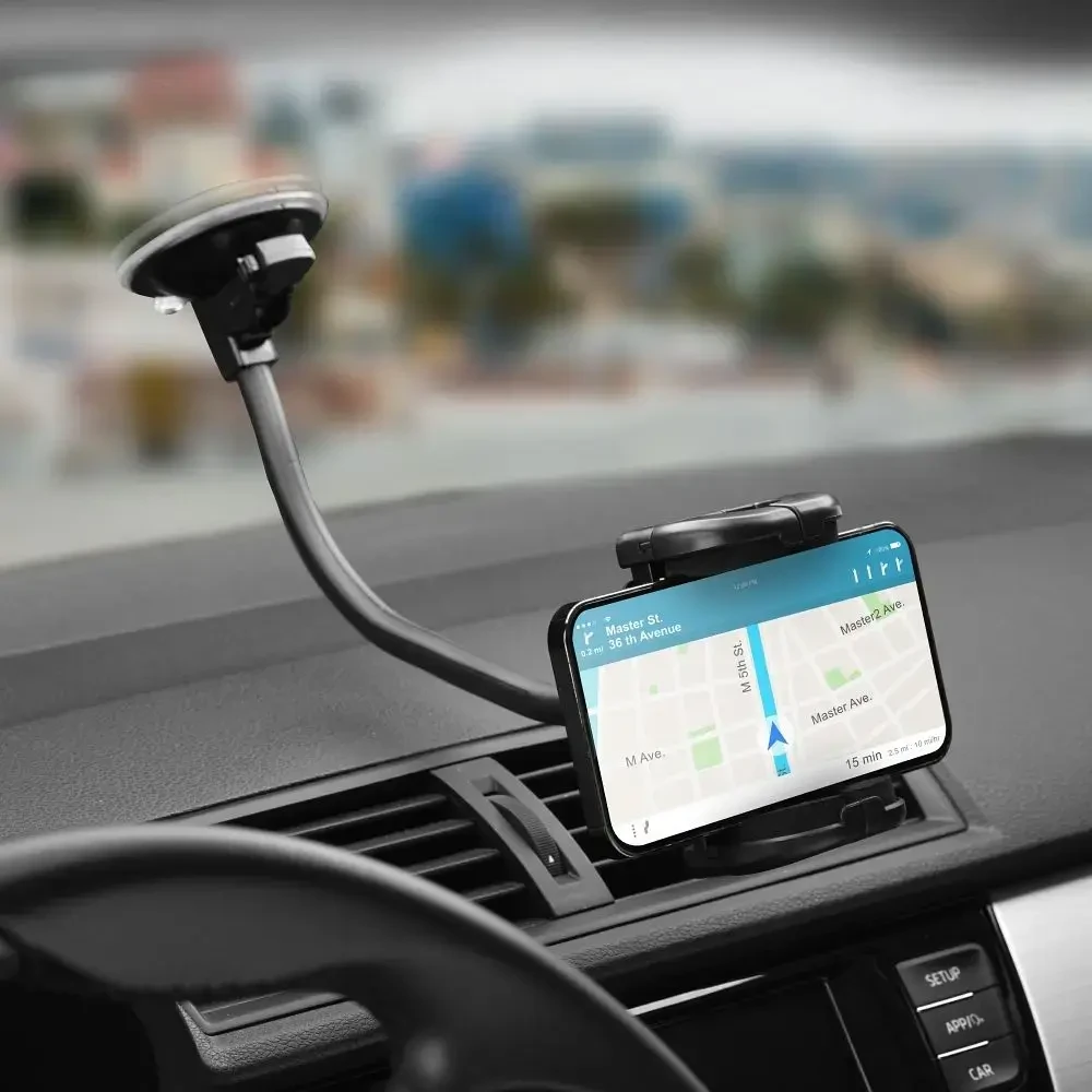 Automobilinis telefono laikiklis Forcell F-Grip Regular 27 cm priekinis stiklas / prietaisų skydelis / oro išleidimo anga, juodas