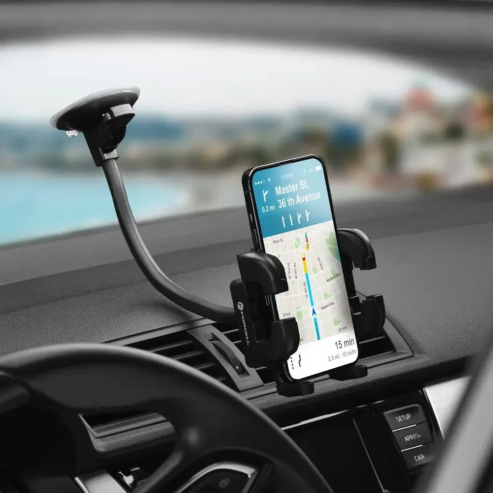 Automobilinis telefono laikiklis Forcell F-Grip Regular 27 cm priekinis stiklas / prietaisų skydelis / oro išleidimo anga, juodas