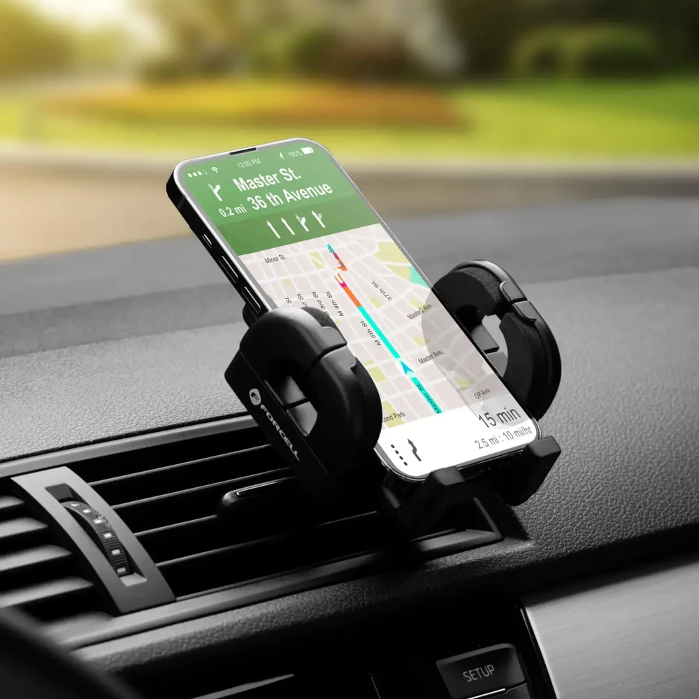 Automobilinis telefono laikiklis Forcell F-Grip Regular ventiliacijos angai juodas