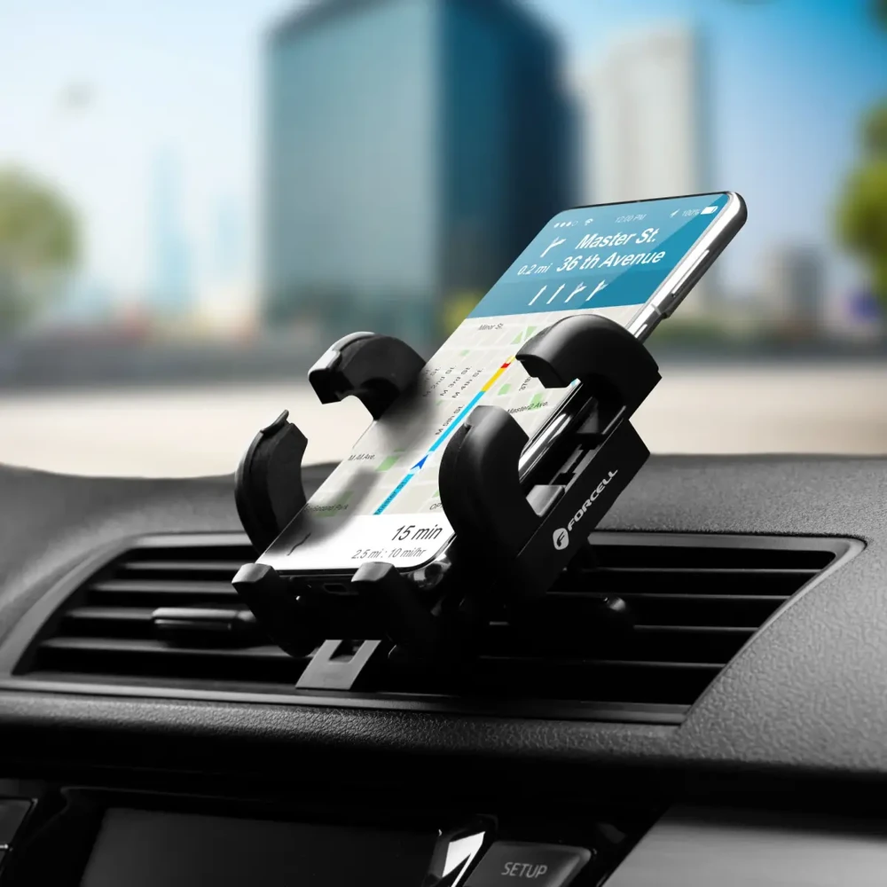 Automobilinis telefono laikiklis Forcell F-Grip Regular ventiliacijos angai juodas